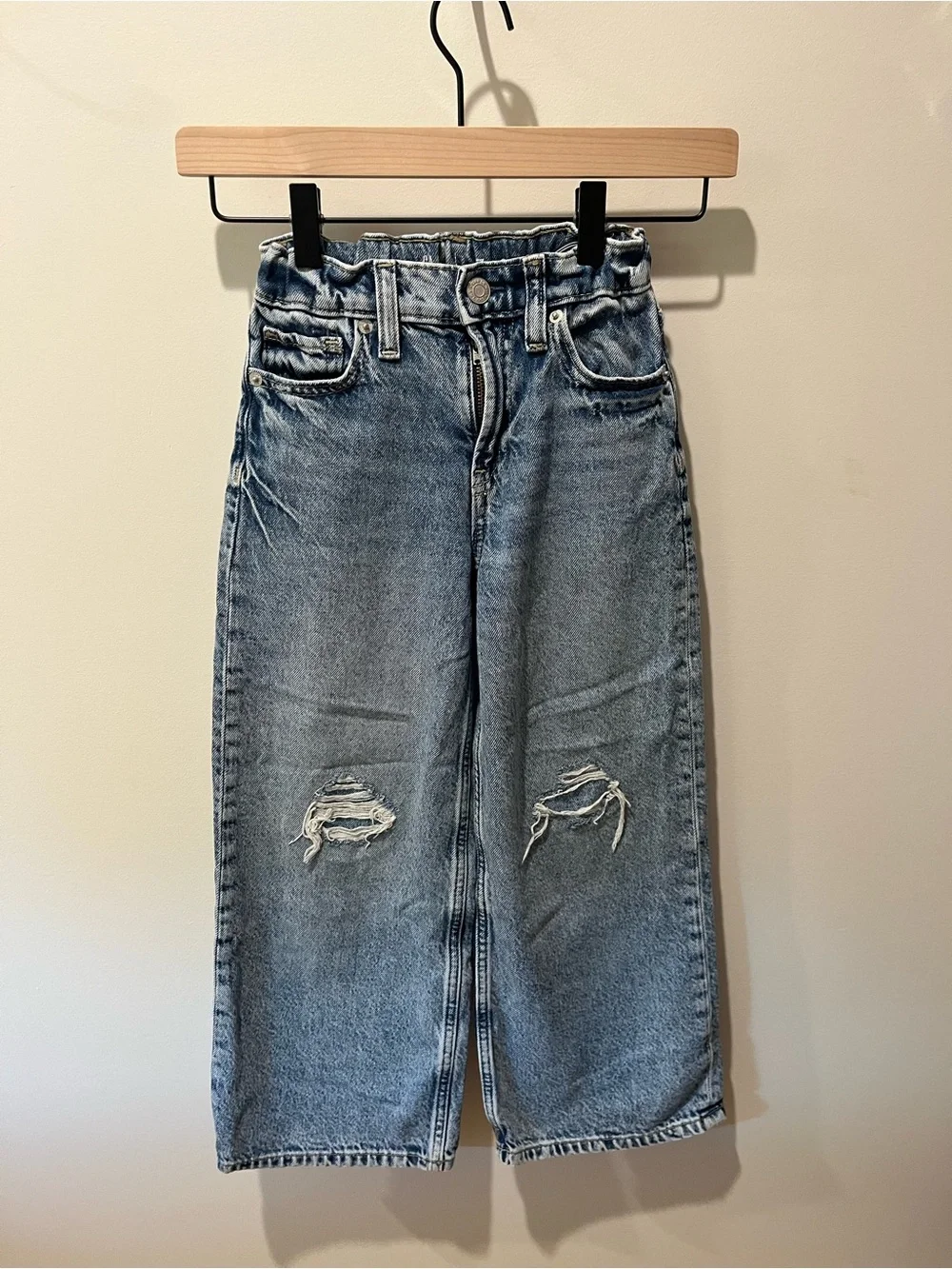 GAP Light Blue Distressed Kids Wide-Leg Jeans